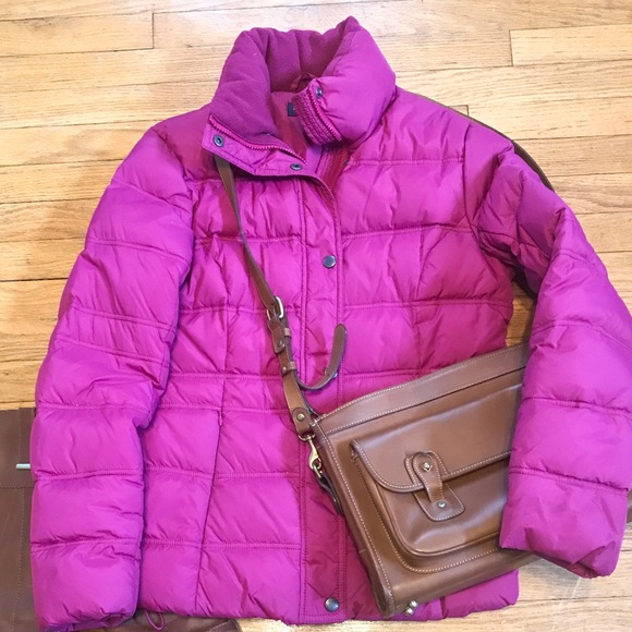 Lands End Magenta Down Puffer Coat 